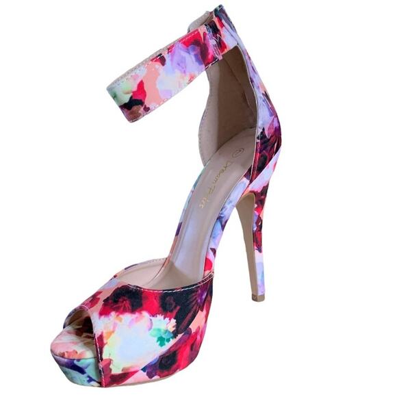 Dream pairs shoes platform heels floral zipper back style swan 05 S size 7 - Picture 5 of 7